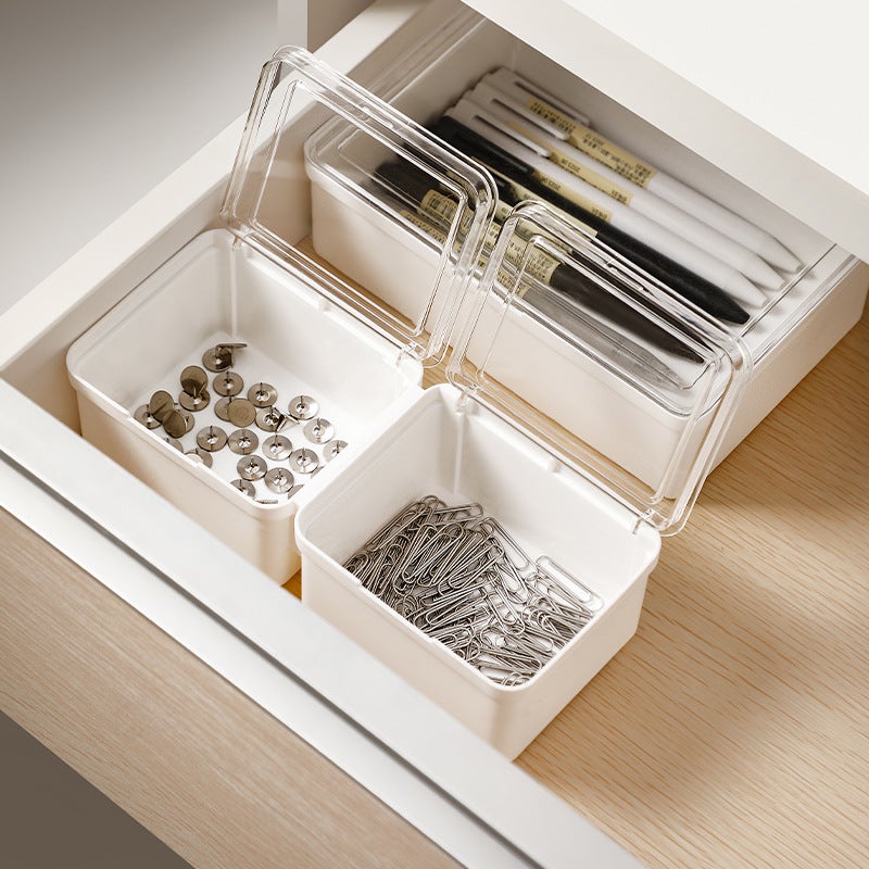 Small Storage Box Transparent Desktop Small Objects Sundries With Lid Storage Box Plastic Card Drawer Organizing Box - Image 4